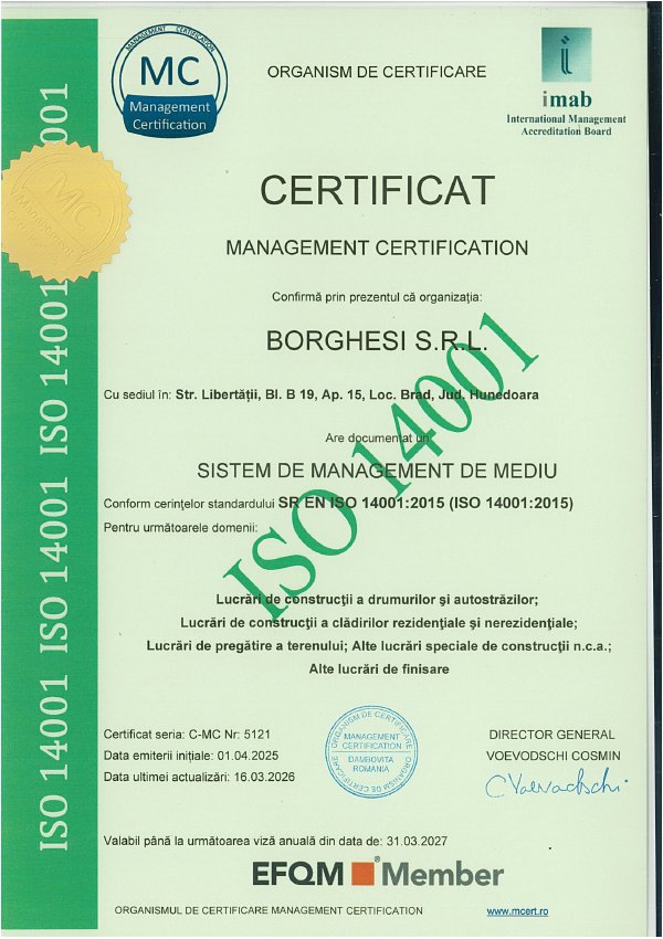 Certificat ISO 14001